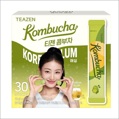 TEAZEN Kombucha Korean Plum Tea 30 Sticks / Low Calorie, Zero Sugar, Prebiotics