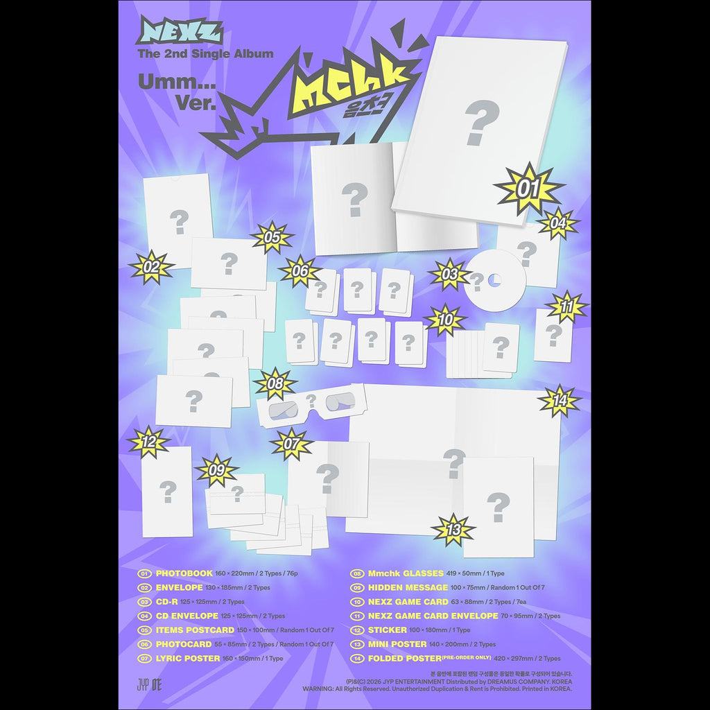 NEXZ [Mmchk] 2nd Single Album (Umm…ver. / Chk! ver.) + Free Gift