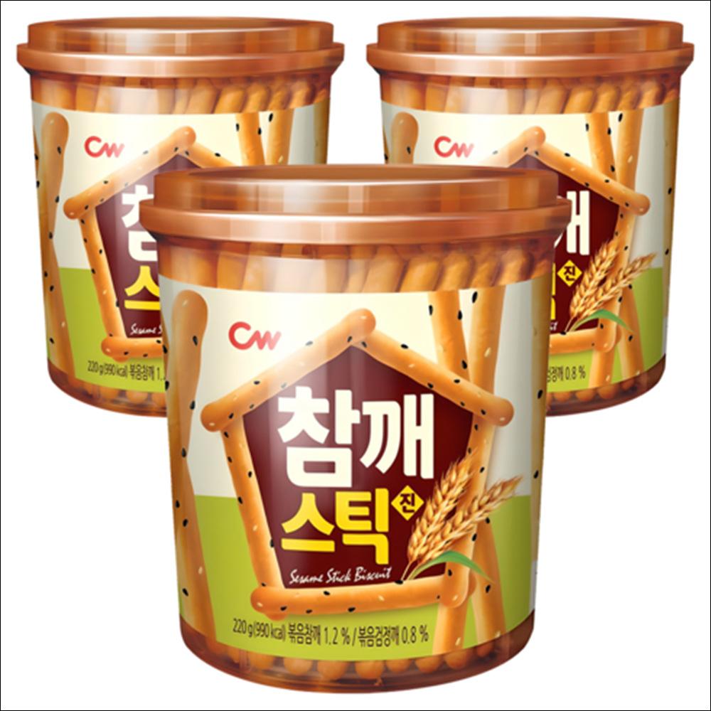 Chungwoo Sesame Stix Jin (Roasted Sesame Biscuits) 220g (2pack / 3pack)