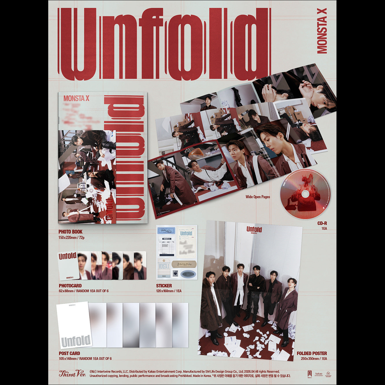 MONSTA X [Unfold] (Heartbreak Ver. / Thirst Ver. / Heal Ver. / Alive Ver.) + Free Gift