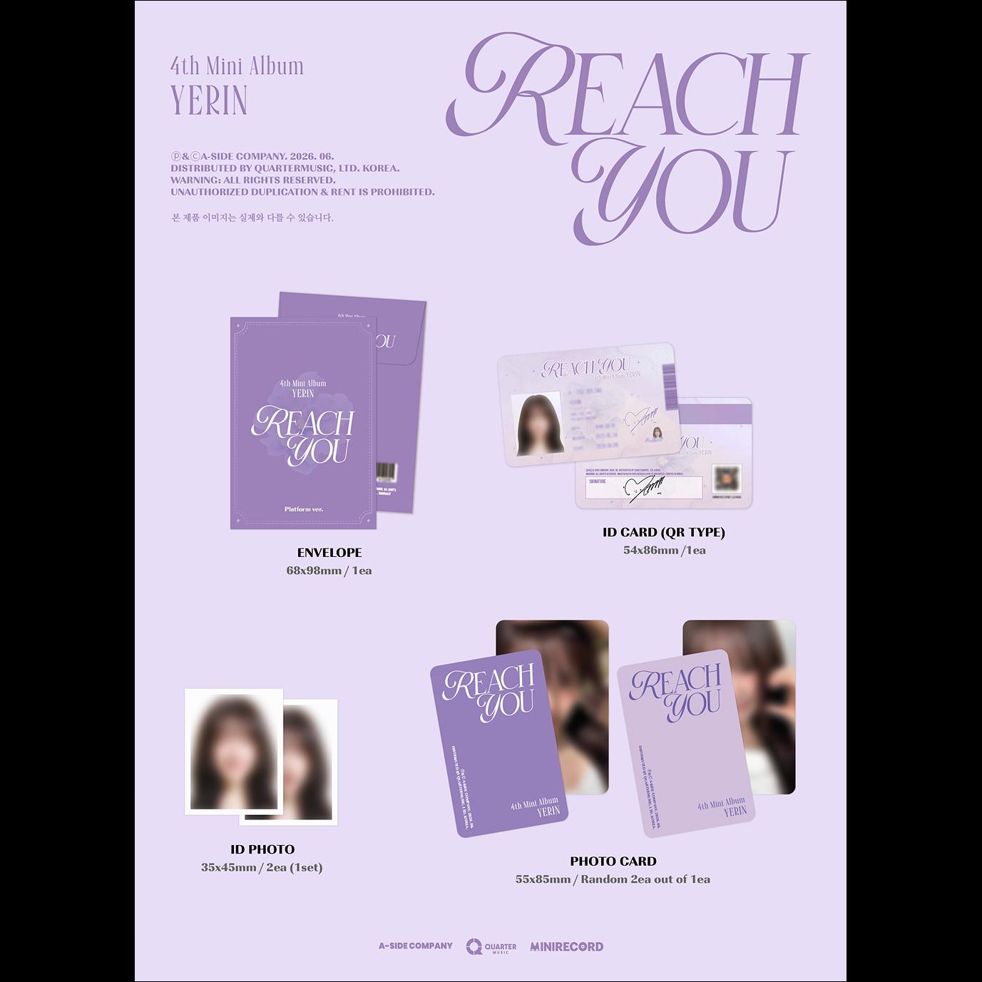 [Pre-order] YERIN [REACH YOU] Platform ver. + Free Gift