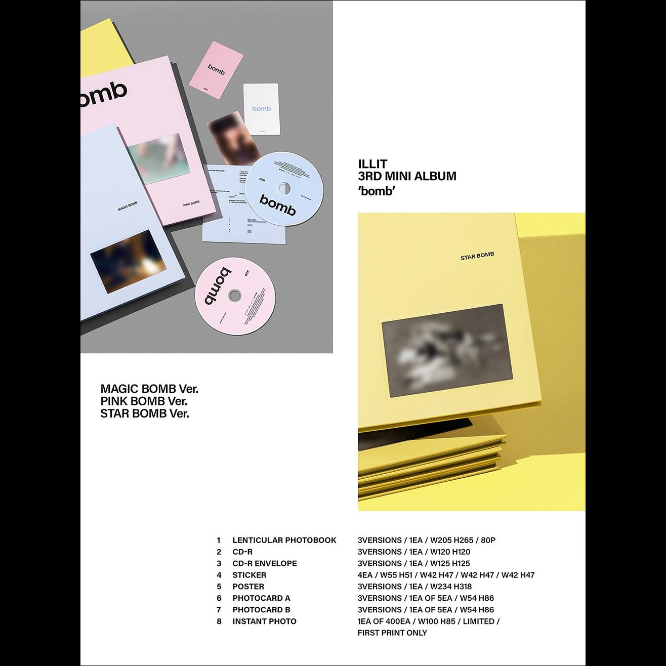 ILLIT Bomb 3rd Mini Album (MAGIC BOMB Ver. / PINK BOMB Ver. / STAR BOMB Ver.)