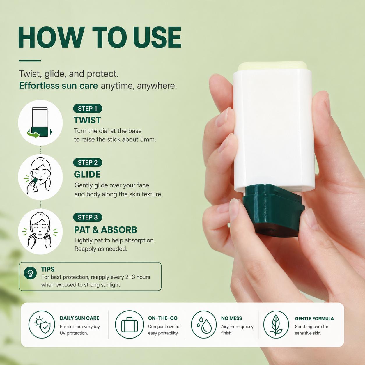 [Round Lab] Pine Calming Cica Airy Sun Stick SPF50+ PA++++ - Sebum Control & Lightweight Soothing Care, 19g | Olive's K-beauty