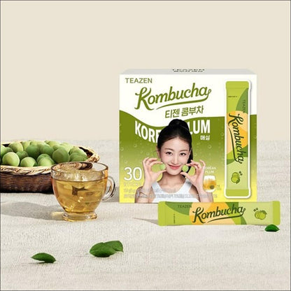 TEAZEN Kombucha Korean Plum Tea 30 Sticks / Low Calorie, Zero Sugar, Prebiotics