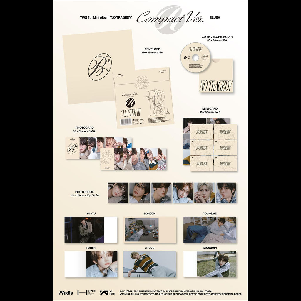 TWS 5th Mini Album [NO TRAGEDY] COMPACT Ver. (BLUSH) + Free Gift