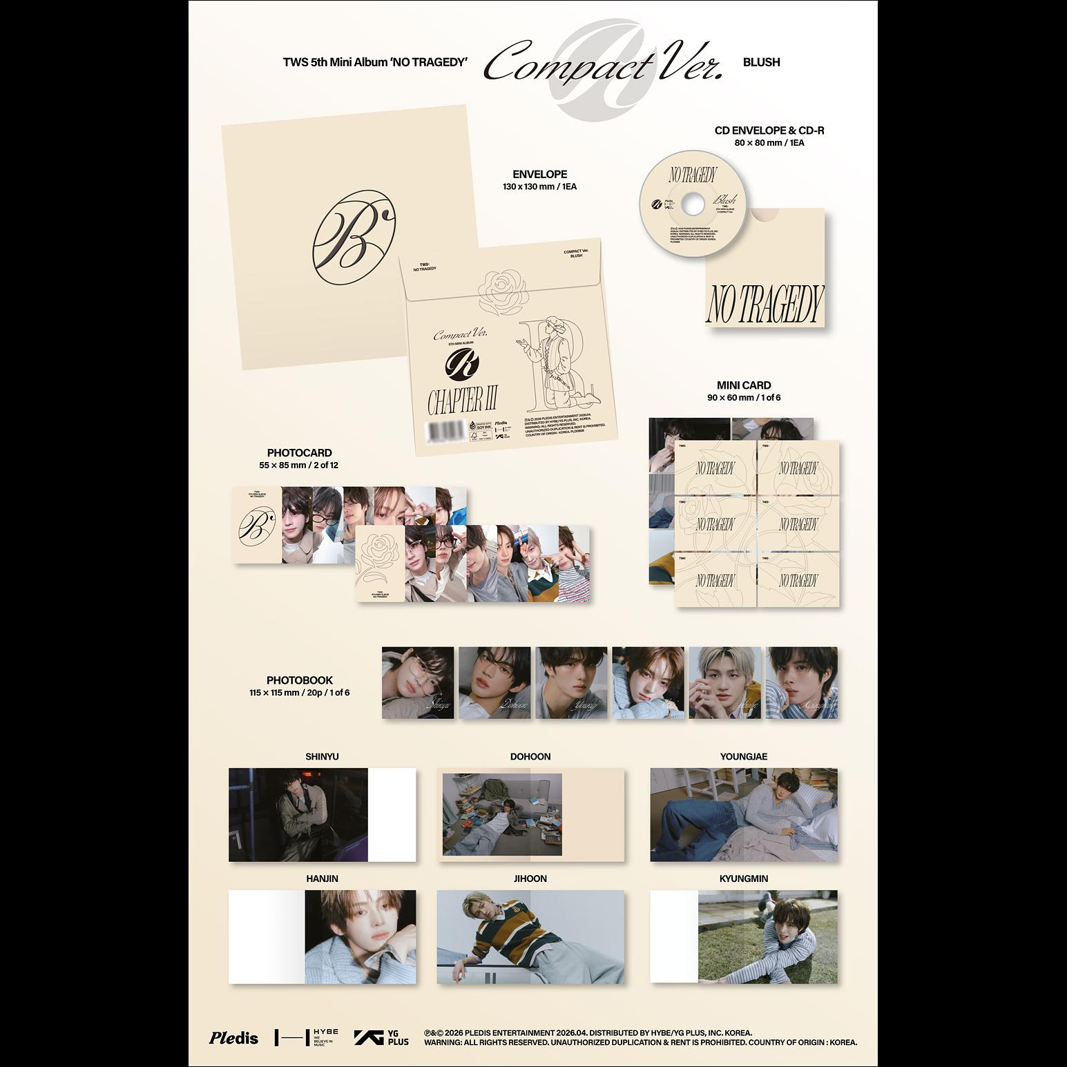 TWS 5th Mini Album [NO TRAGEDY] COMPACT Ver. (BLUSH) + Free Gift