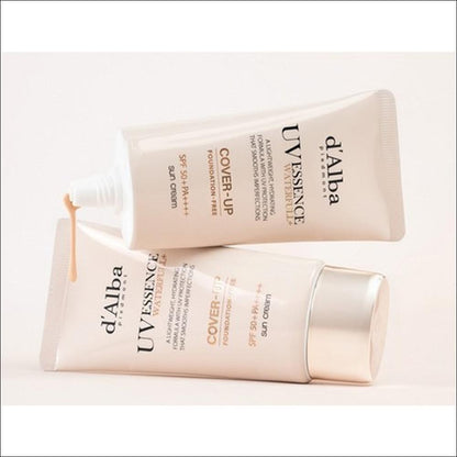 [d'Alba] Waterfull Tone-Up Sunscreen [Cover Beige] SPF50+ PA++++ (50ml x 2pcs Bundle) - Vegan Sun Cream, Foundation-Free Coverage
