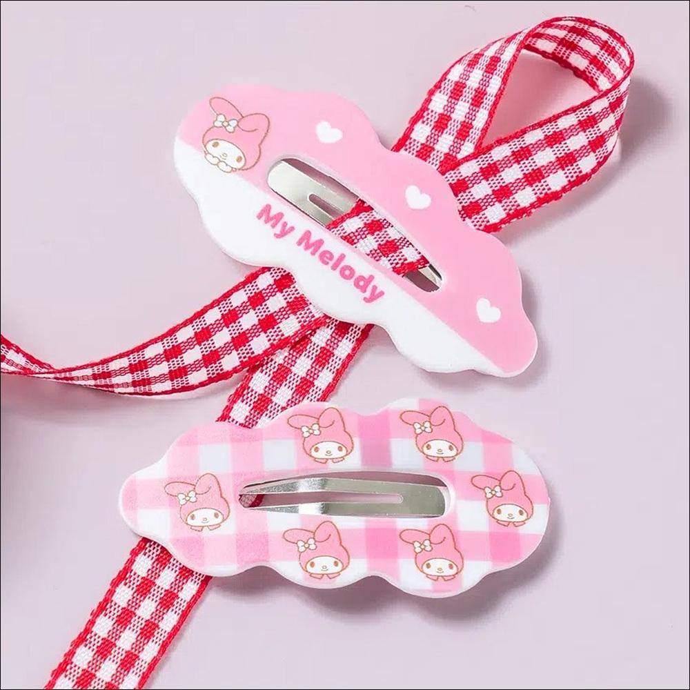 [Sanrio] Daiso Korea My Melody Cloud Snap Hair Clips 2P Set - Cute Pink Character Hairpins (Authentic K-Style)