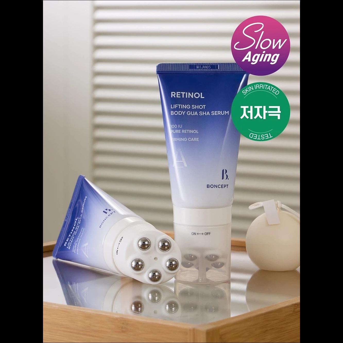 [BONCEPT] Retinol Elasticity Shot Body Guasha Serum - Built-in Body Roller Massage Applicator by LG H&H, 100ml | Olive's K-beauty