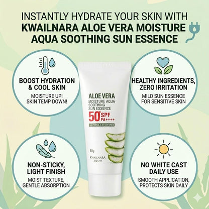 [KWAILNARA] Aloe Vera Moisture Aqua Soothing Sun Essence - SPF50+ PA++++ Hydrating Cooling Sunscreen, 50g | Olive's K-beauty