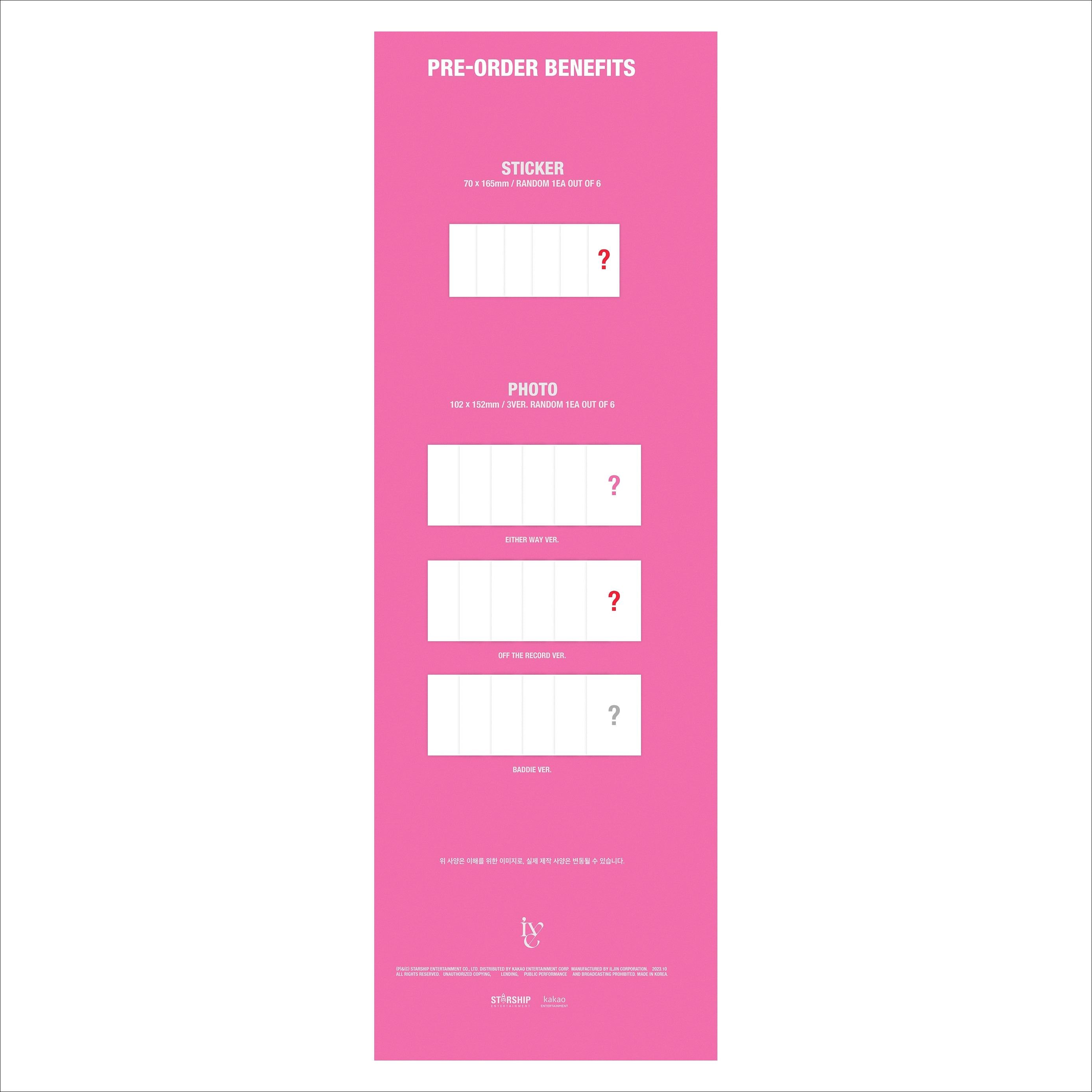 IVE -[I'VE MINE] Album (EITHER WAY ver. / OFF THE RECORD ver. / BADDIE ver. / LOVED IVE ver.)
