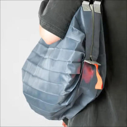 [Travel Essential] Daiso Korea Foldable Shoulder Bag Grey - Large Capacity Portable Travel Tote Bag (Authentic)