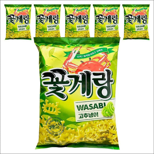 Binggrae Crown Kkot-Gae-Rang (Crap Chips) Wasabi Flavor 70g (4pack / 6pack / 16pack)