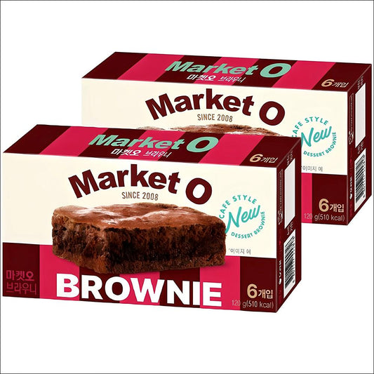 [Orion] Market O Real Brownie 120g x 2 Boxes Bundle - Long Shelf Life Premium Chocolate Snack, Shelf-Stable Fudgy Cake (Authentic)