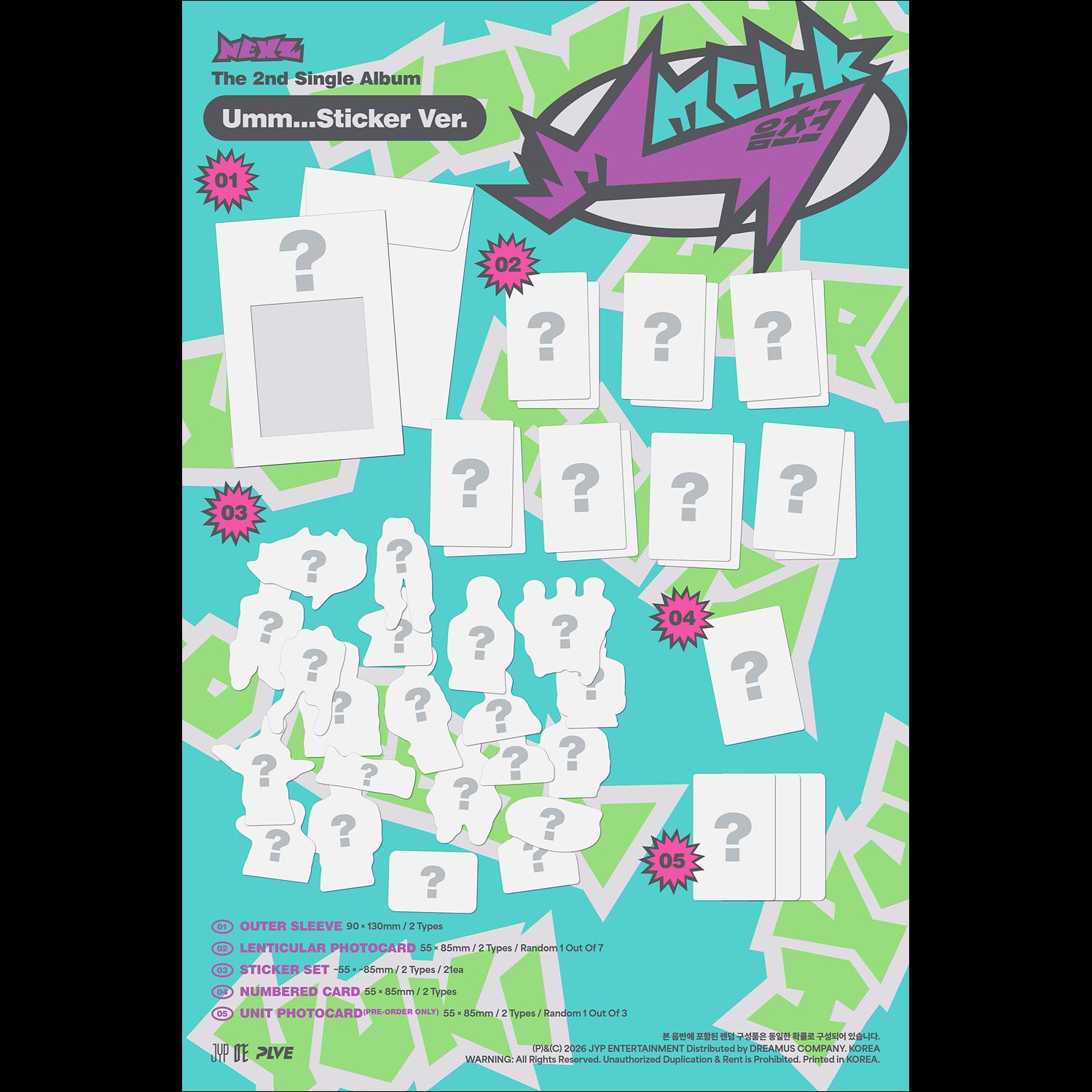 NEXZ [Mmchk] 2nd Single Album (Umm...Sticker ver. / Chk! Sticker ver) + Free Gift