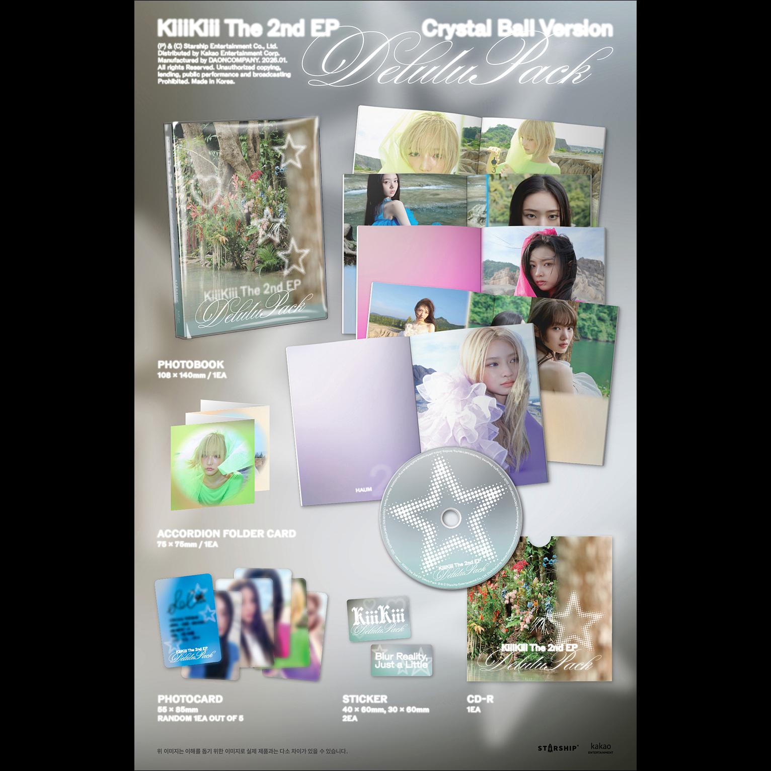 (Crystal Ball Ver.) KiiiKiii [Delulu Pack] The 2nd EP Album + Free Gift