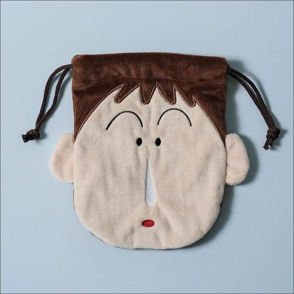 [K-Goods] Daiso Korea Crayon Shin-chan Bo-chan Face String Pouch - Cute Character Drawstring Bag Organizer (Authentic)