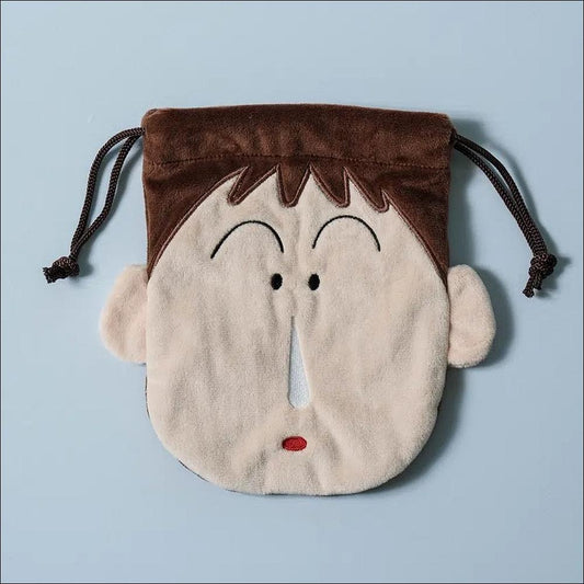 [K-Goods] Daiso Korea Crayon Shin-chan Bo-chan Face String Pouch - Cute Character Drawstring Bag Organizer (Authentic)
