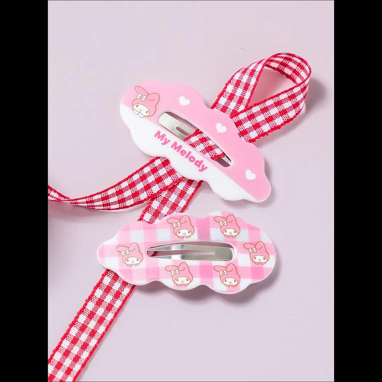 [Sanrio] Daiso Korea My Melody Cloud Snap Hair Clips 2P Set - Cute Pink Character Hairpins (Authentic K-Style)