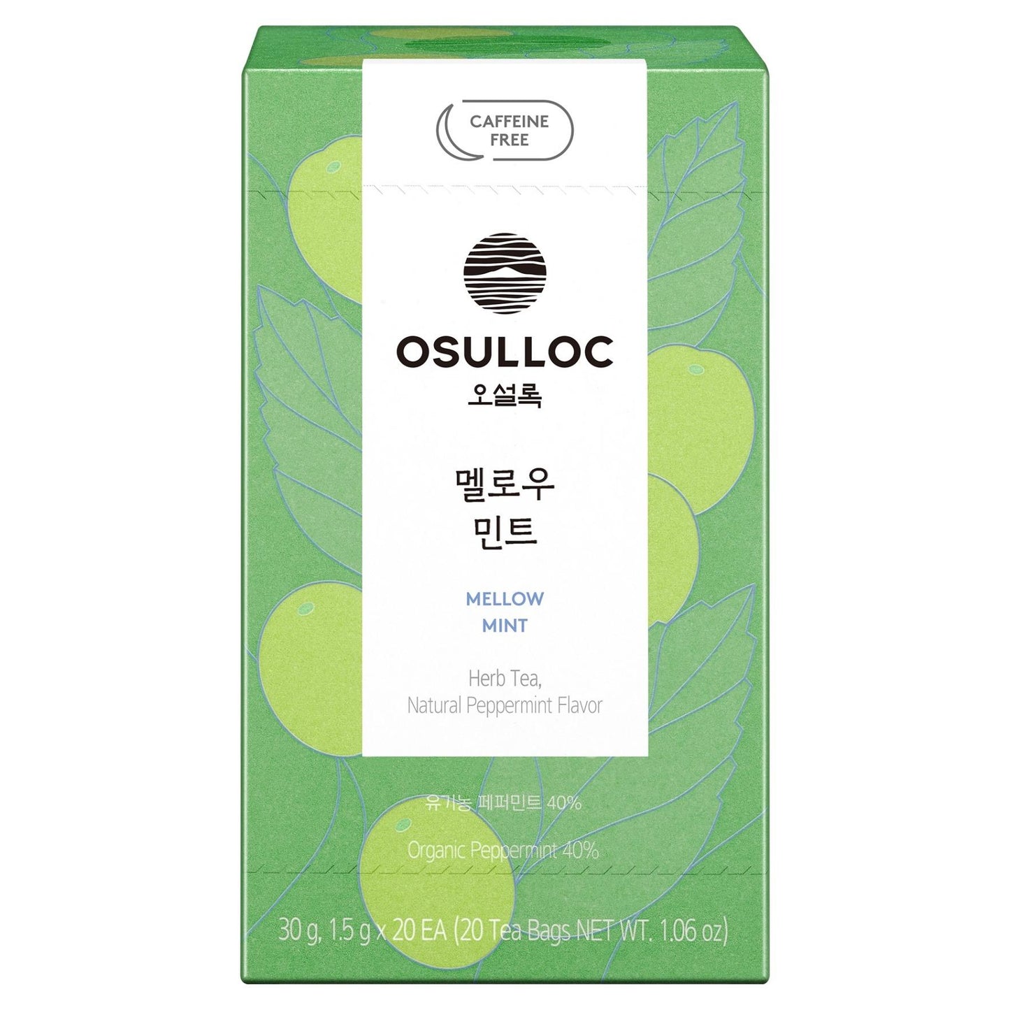 OSULLOC Mellow Mint Herbal Tea Bags Caffeine-Free Organic Peppermint Blended Tea 30g