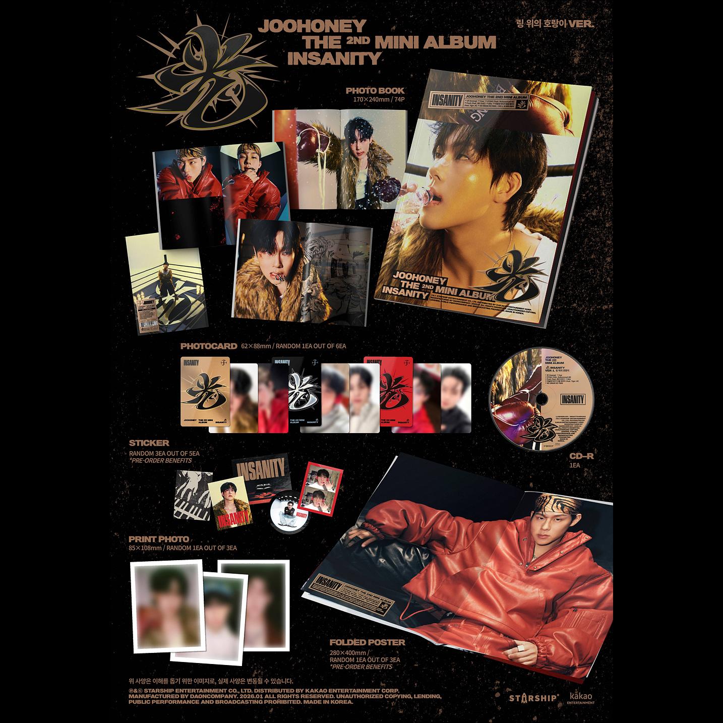 JOOHONEY(MONSTA X) - INSANITY The 2nd Mini Album + Free Gift