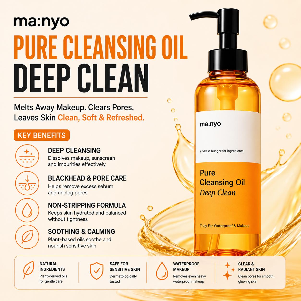 [Manyo Factory] Pure Cleansing Oil Deep Clean - Advanced Waterproof Makeup Remover & Pore Purifying, 200ml | Olive's K-beauty