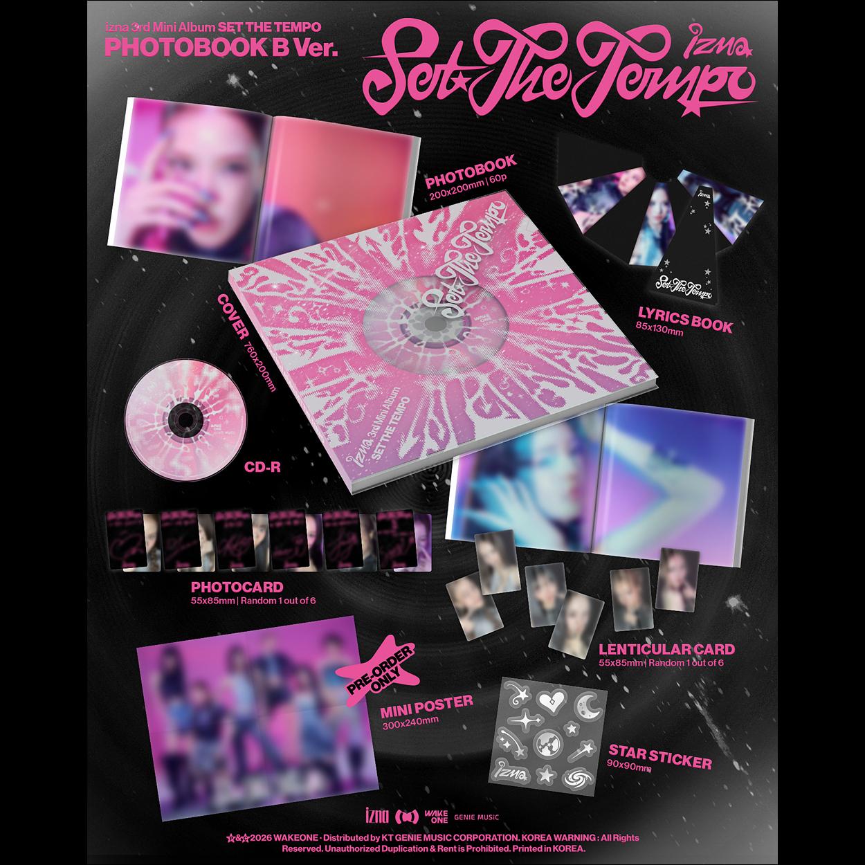 [Pre-order] izna [SET THE TEMPO] PHOTOBOOK A Ver. / PHOTOBOOK B Ver. + Free Gift