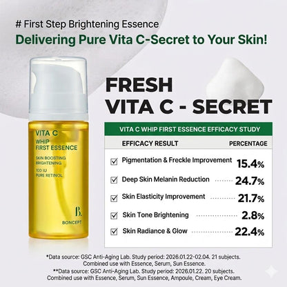 [BONCEPT] Vita C Whip First Essence 100ml | Brightening Vitamin C & Retinol Bubble Toner, K-Beauty