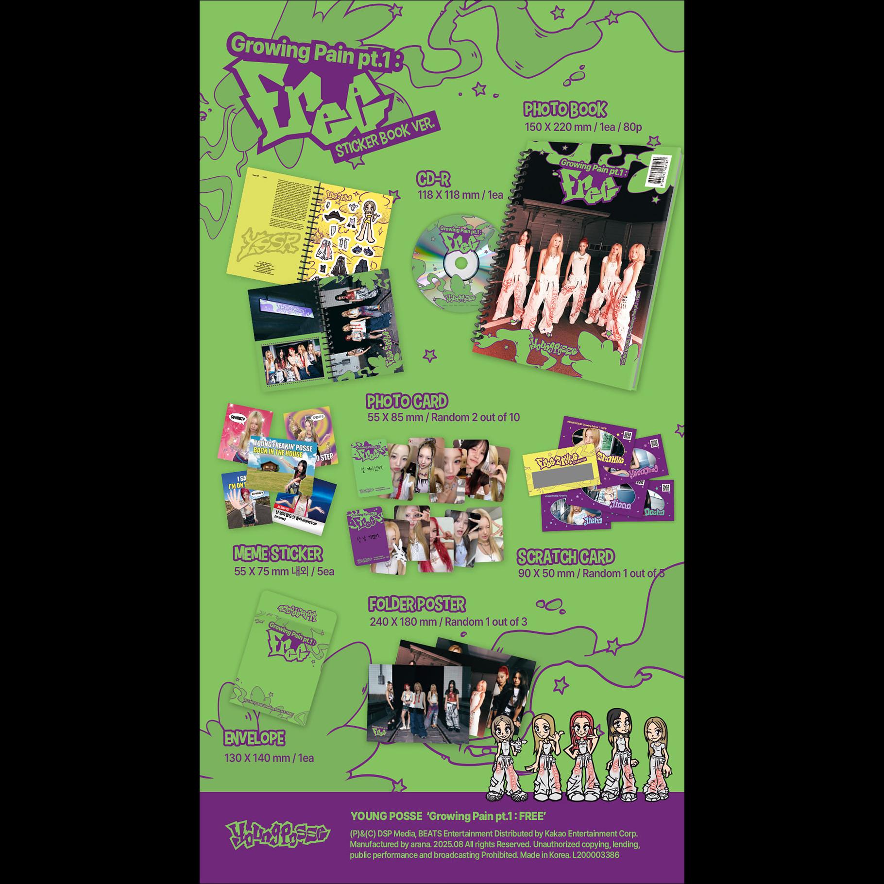 YOUNG POSSE [Growing Pain pt.1 : FREE] Sticker Book Ver. / EP Album