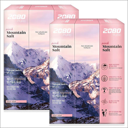 2080 Pink Mountain Salt Mint Pure Korean Toothpaste 150g, 6EA
