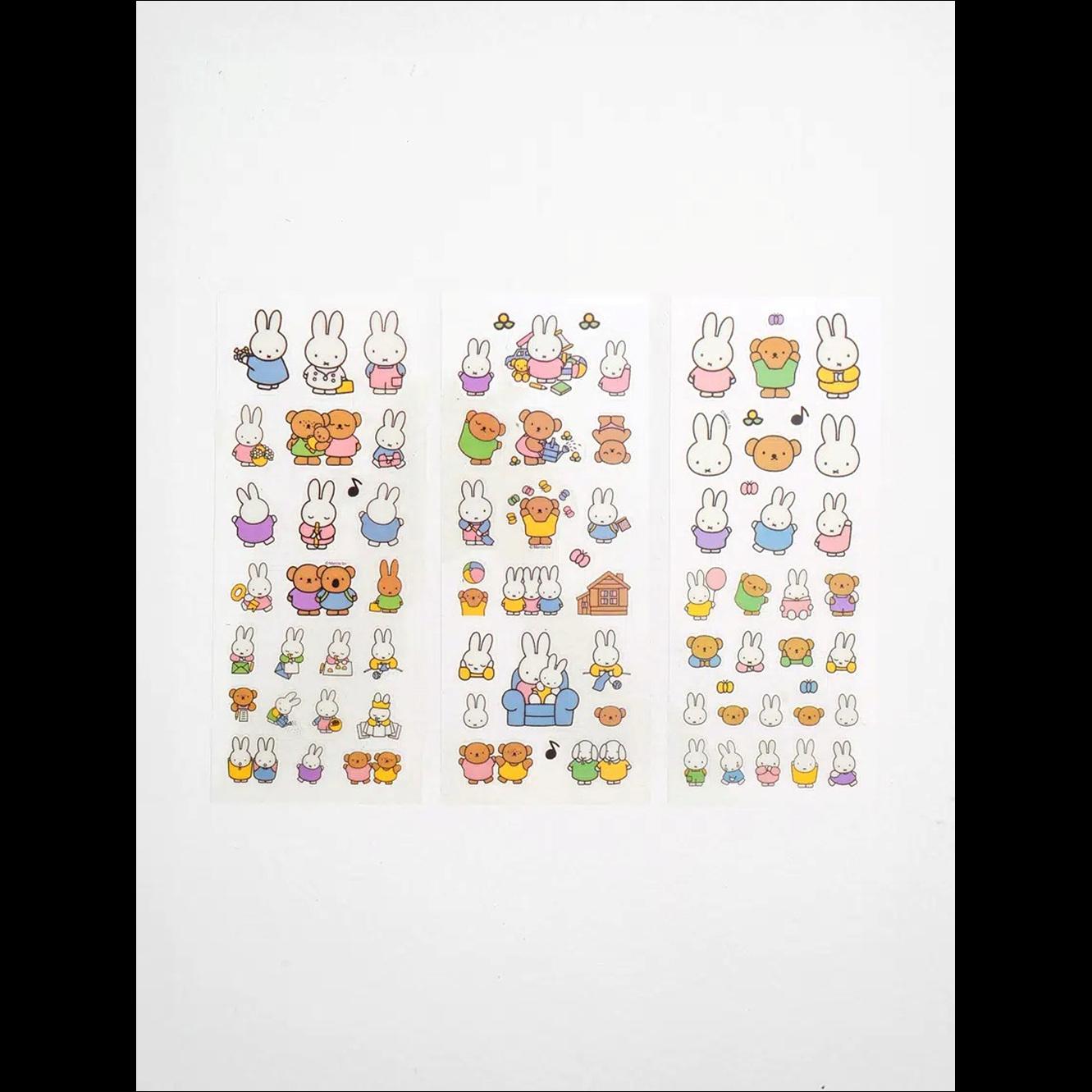 [Miffy] Daiso Korea Character Stickers 3P Set - Cute Rabbit Deco Decals for Journal & Scrapbook (Authentic)