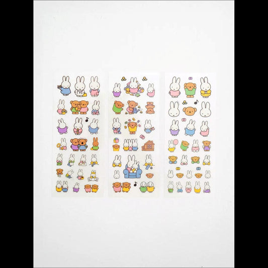 [Miffy] Daiso Korea Character Stickers 3P Set - Cute Rabbit Deco Decals for Journal & Scrapbook (Authentic)