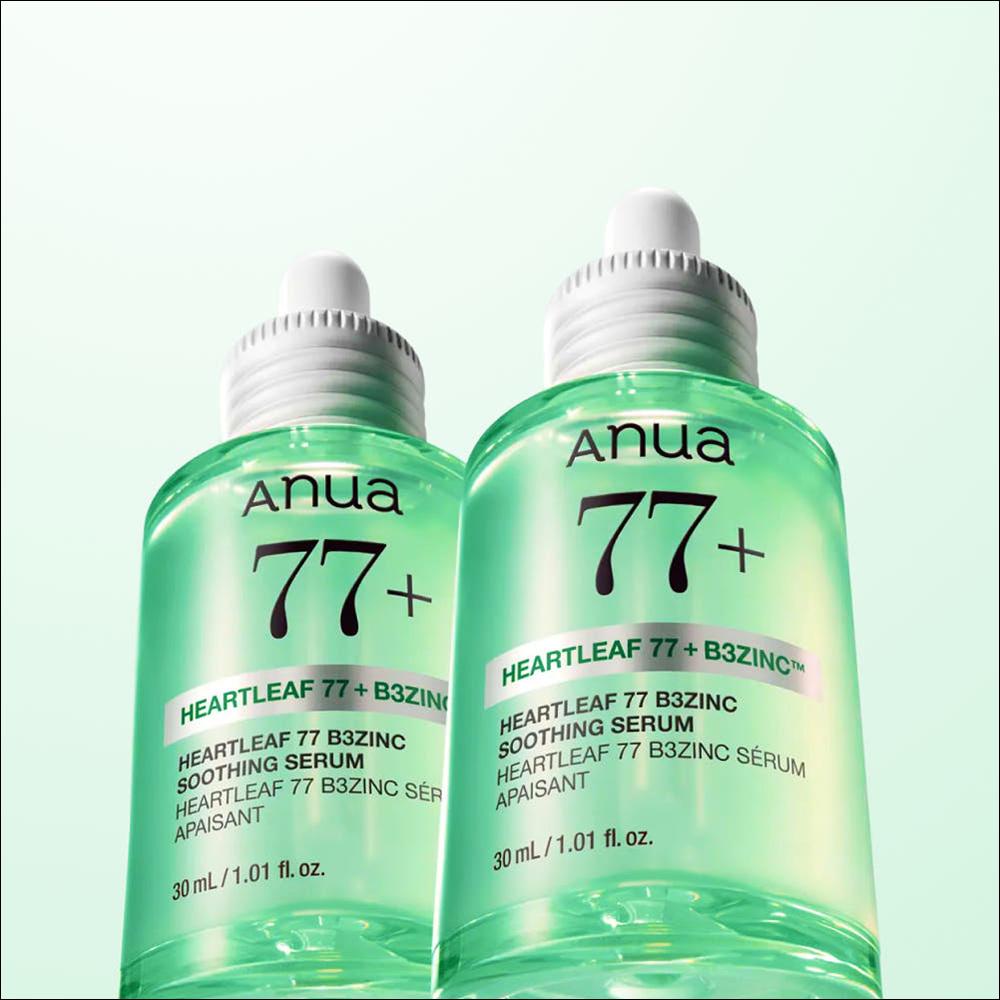 [1+1 Set] [Anua] Heartleaf 77% B3 Zinc Calming Serum - 30ml x 2EA, Acne & Trouble Care, Sebum Control, Soothing Serum for Sensitive Skin, K-Beauty