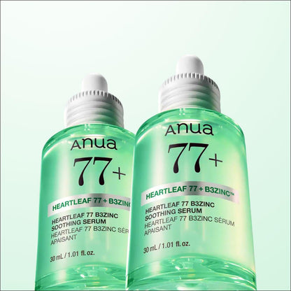 [1+1 Set] [Anua] Heartleaf 77% B3 Zinc Calming Serum - 30ml x 2EA, Acne & Trouble Care, Sebum Control, Soothing Serum for Sensitive Skin, K-Beauty