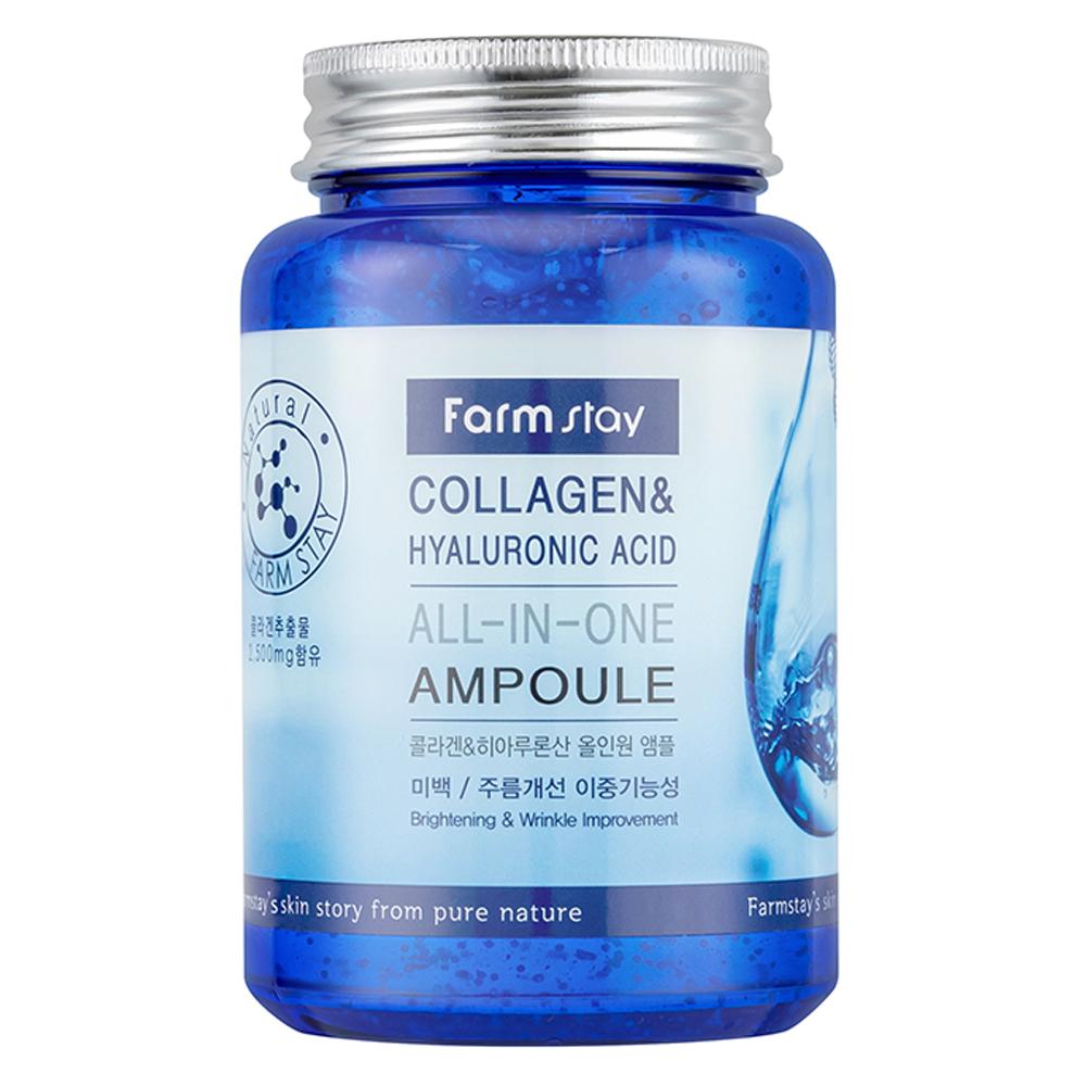 [Farmstay] Collagen & Hyaluronic Acid All-In-One Ampoule (250ml) | High-Capacity Hydrating & Firming Serum, K-Beauty