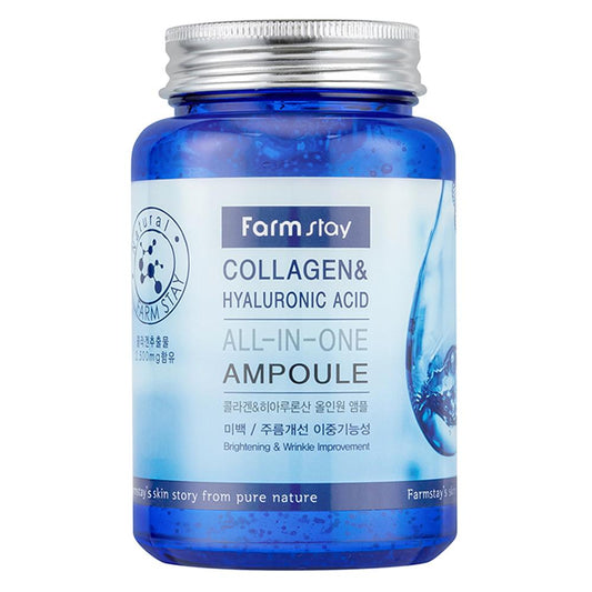 [Farmstay] Collagen & Hyaluronic Acid All-In-One Ampoule (250ml) | High-Capacity Hydrating & Firming Serum, K-Beauty