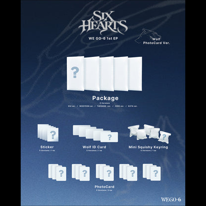 [Pre-order] WE GO 6 SIX HEARTS 1st Mini Album Wolf PhotoCard Version QR Official Sealed + Free Gift