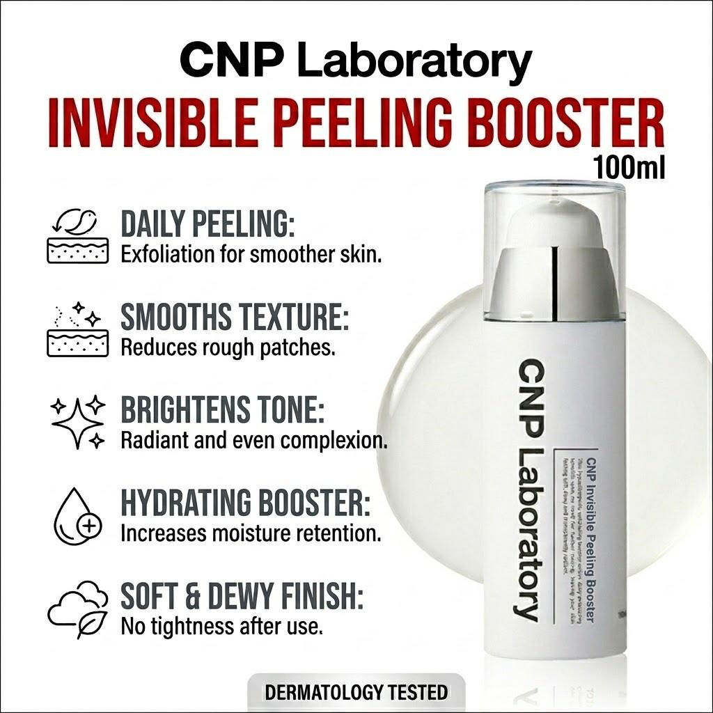 [CNP Laboratory] Invisible Peeling Booster 100ml - No-Rinse Gentle PHA Exfoliant, 7-Day Skin Texture Improvement, Sensitive Skin Safe, K-Beauty