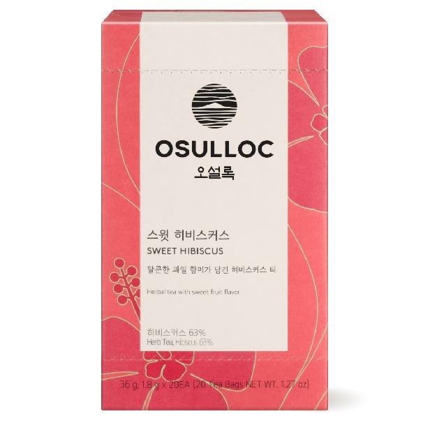 OSULLOC Sweet Hibiscus Herbal Tea Bags Caffeine-Free Sweet Fruit Mint Blended Tea 36g