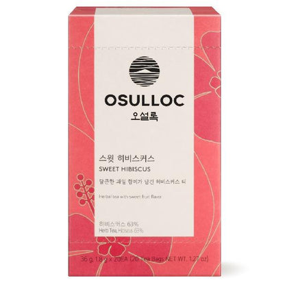 OSULLOC Sweet Hibiscus Herbal Tea Bags Caffeine-Free Sweet Fruit Mint Blended Tea 36g