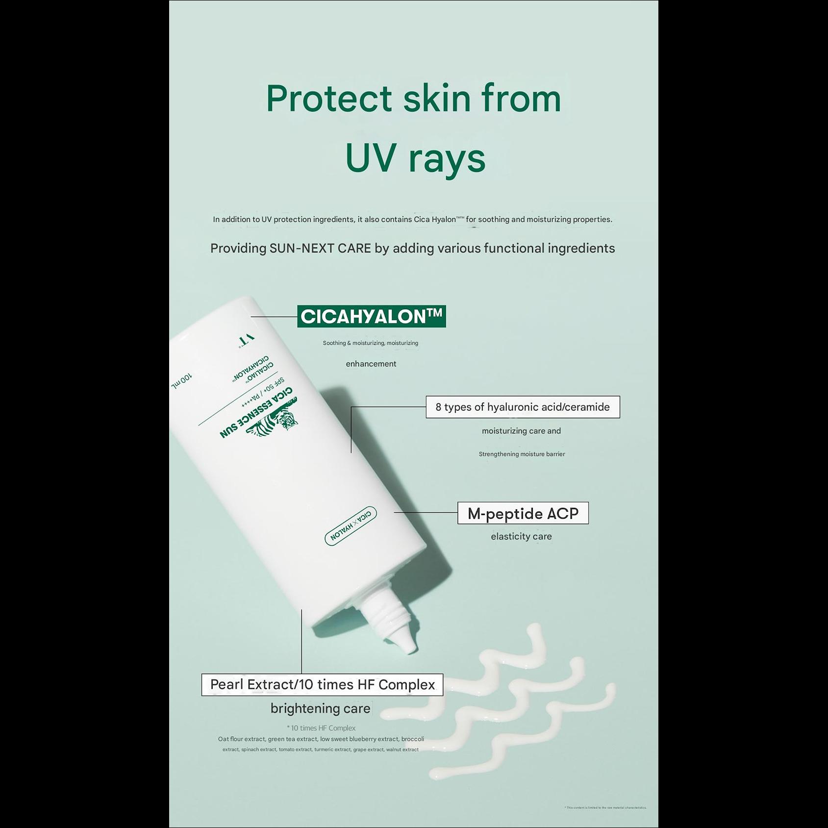 VT CICA SUN ESSENCE UV Protection & Brightening & Wrinkle Improvement Triple Functional Cosmetics