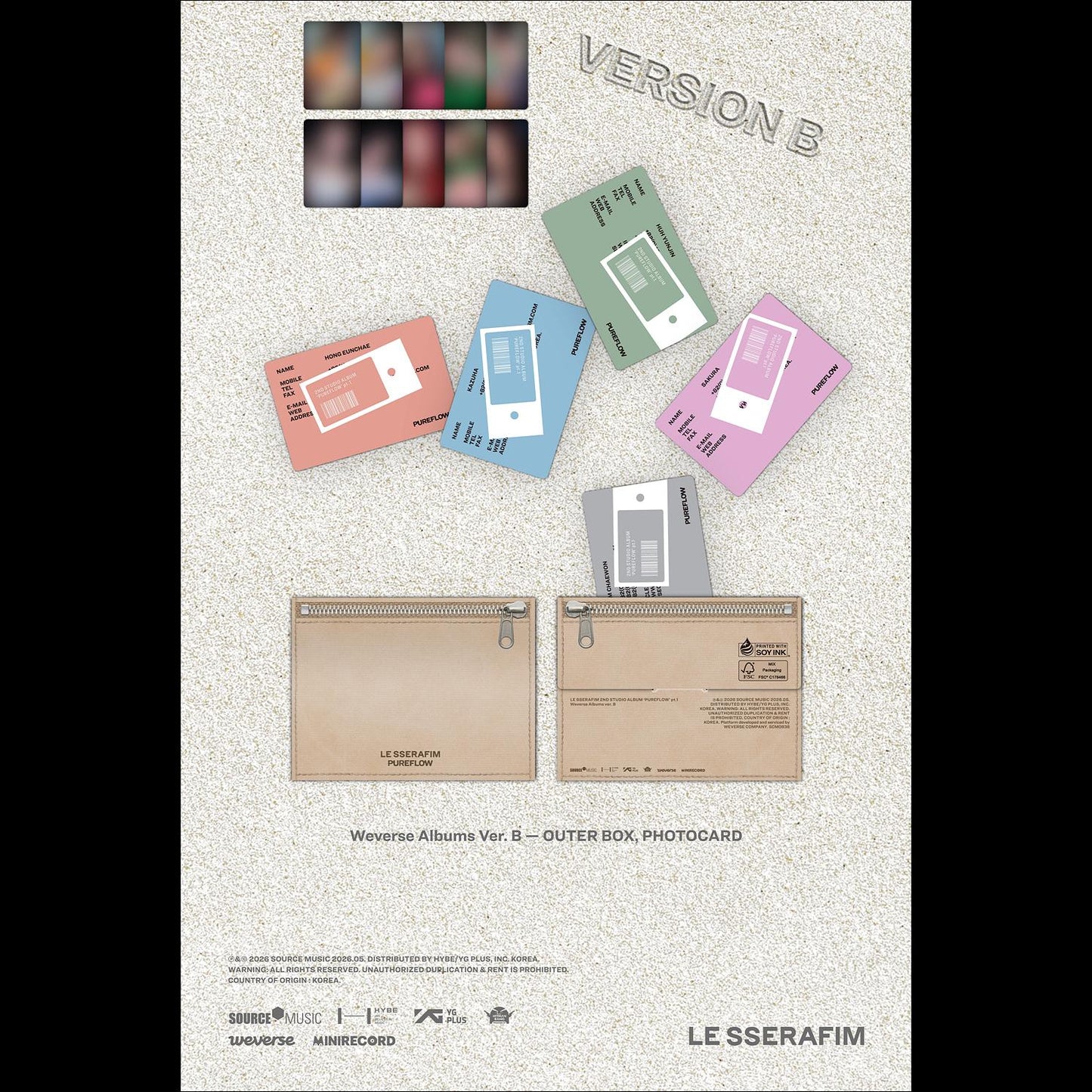 LE SSERAFIM ['PUREFLOW' pt.1] 2nd Studio Album (Weverse Albums ver.) + Free Gift