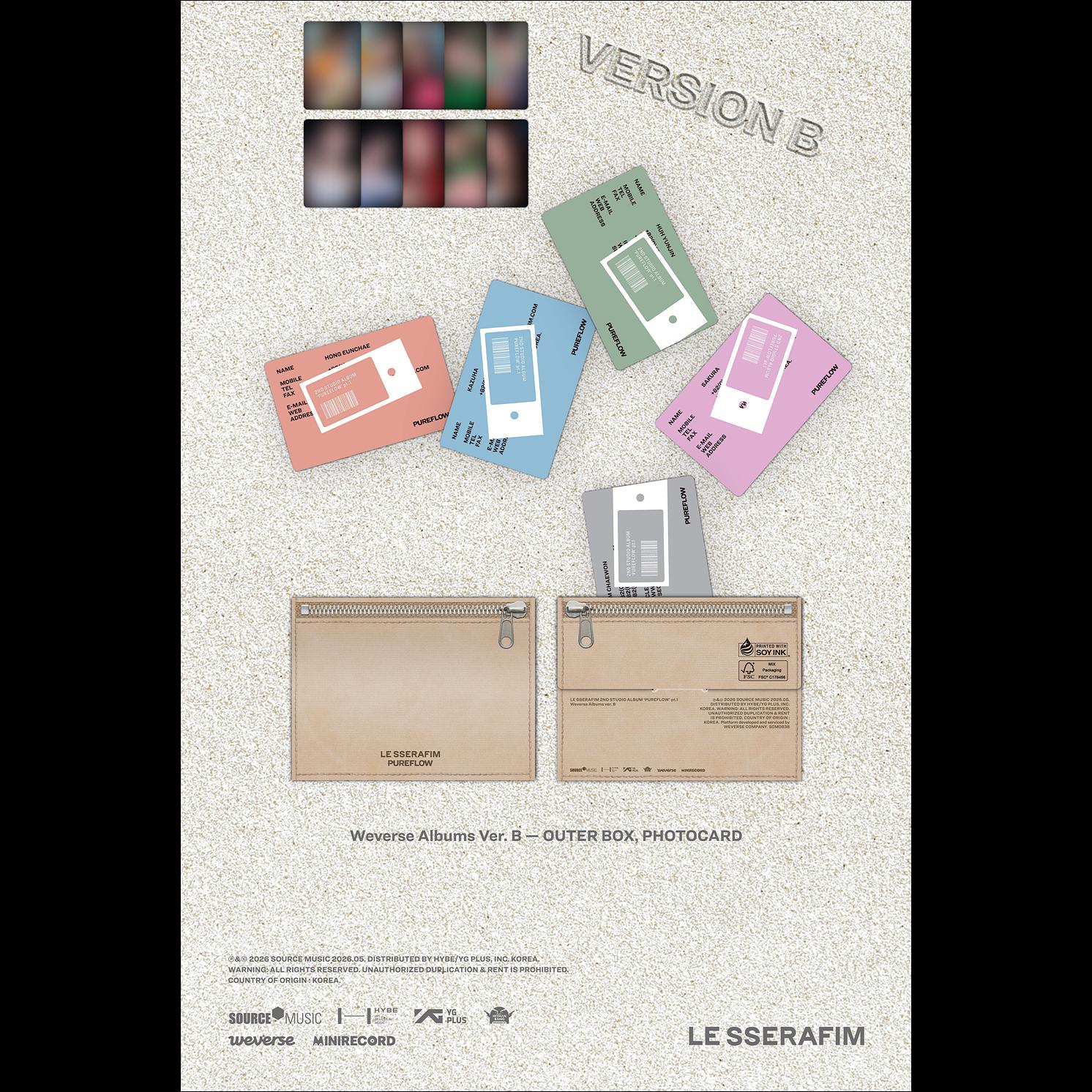 LE SSERAFIM ['PUREFLOW' pt.1] 2nd Studio Album (Weverse Albums ver.) + Free Gift