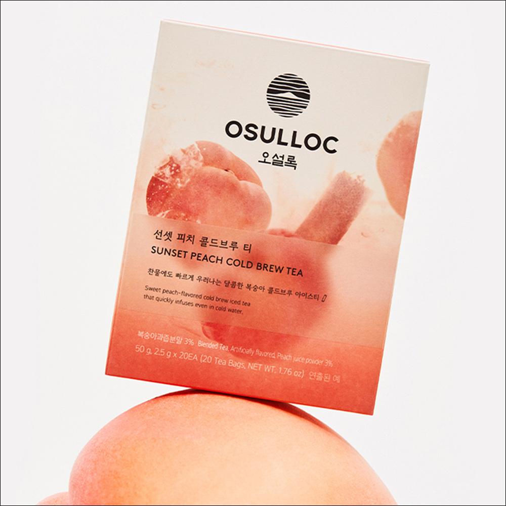 OSULLOC Sunset Peach Cold Brew Iced Tea Bags Quick Infusion Premium Peach Black Tea 50g
