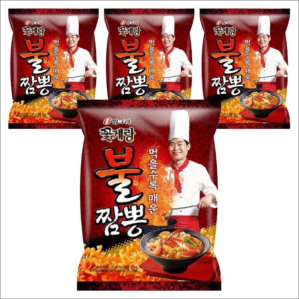 Binggrae Crown Kkot-Gae-Rang Spicy Jjamppong Flavor Crab Chips 70g (3pack / 4pack)
