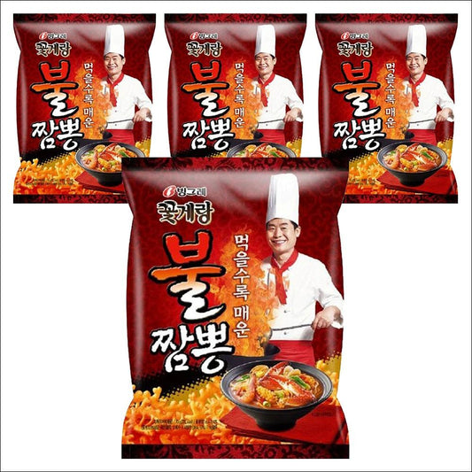 Binggrae Crown Kkot-Gae-Rang Spicy Jjamppong Flavor Crab Chips 70g (3pack / 4pack)