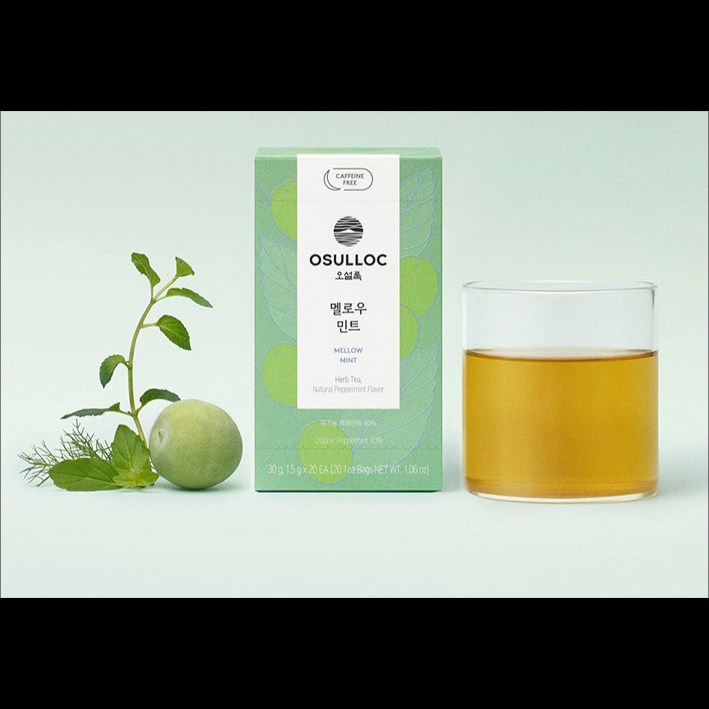 OSULLOC Mellow Mint Herbal Tea Bags Caffeine-Free Organic Peppermint Blended Tea 30g