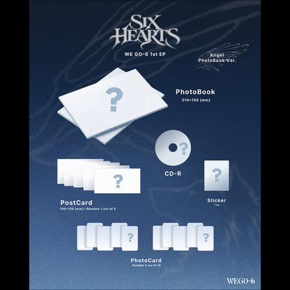 [Pre-order] WE GO 6 SIX HEARTS 1st Mini Album Angel PhotoBook Version Official Sealed + Free Gift