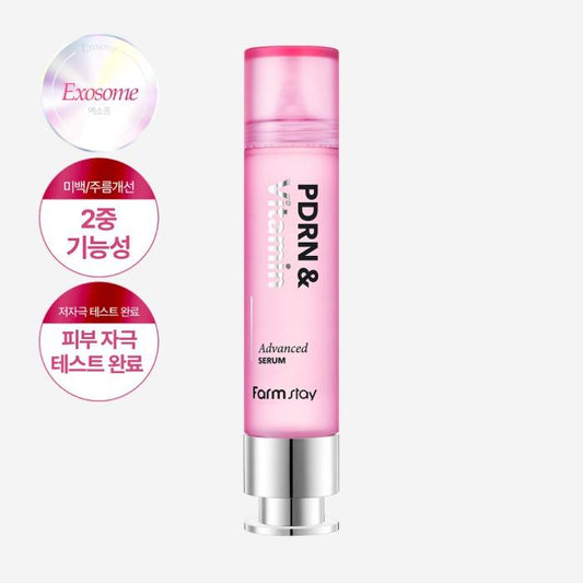[Farmstay] PDRN & Vitamin Advanced Serum (30ml) | Rejuvenating & Brightening Face Essence, K-Beauty