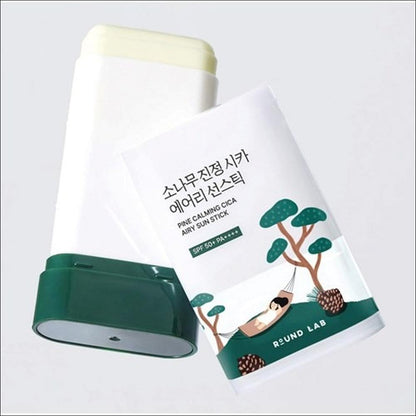 [Round Lab] Pine Calming Cica Airy Sun Stick SPF50+ PA++++ - Sebum Control & Lightweight Soothing Care, 19g | Olive's K-beauty